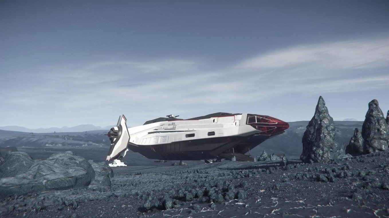 Ship landed on a grey moon