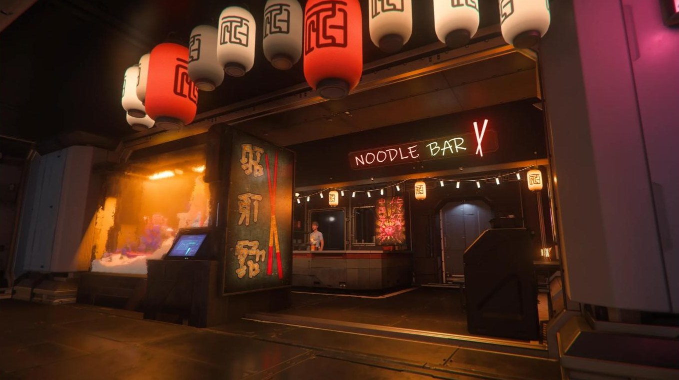 Noodle bar with lanterns
