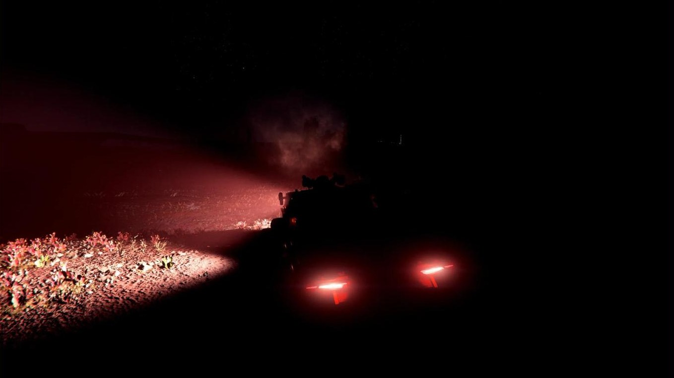 Vehicle taillights glowing in the dark